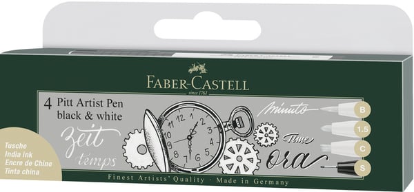 Faber Castell FC-167151 tegnepen Faber-Castell sæt Pitt kunstnerpen sort og hvid