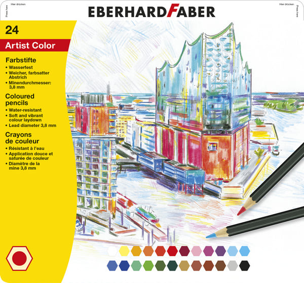 Eberhard Faber EF-516124 Färgpennor i metallfodral, 24 delar