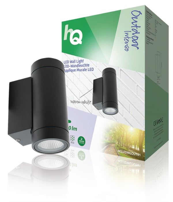 HQ HQLEDWLOUT01 LED-ulkoseinävalaisin 6 W 190 Lm musta