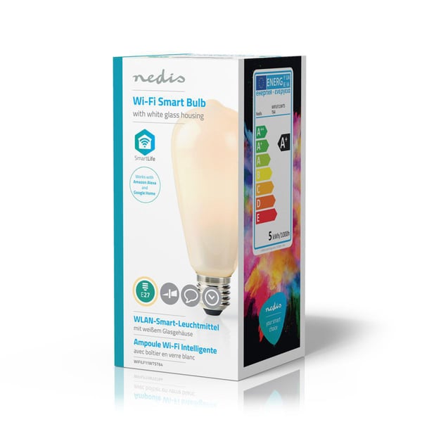 Nedis WIFILF11WTST64 Wi-Fi Smart LED-pære E27 ST64 5 W 500 lm Hvid