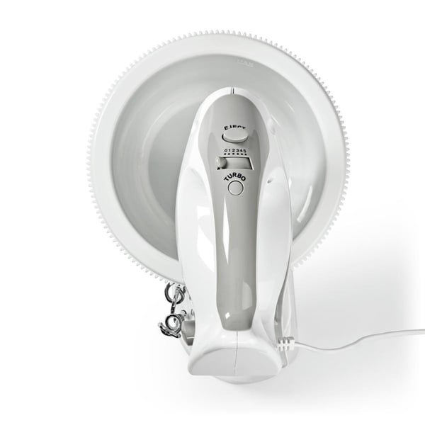 Nedis KAHM110CWT Håndmixer 200 W 5-hastigheder Turbofunktion Roterende skål / 2 dejkroge / 2 piskeris Grå / Hvid
