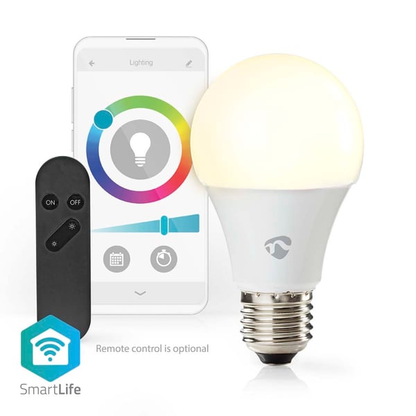 Nedis WIFILRC10E27 Smartlife Flerfarvet Pære Wi-Fi E27 806 Lm 9 W RGB / Varm til Kold Hvid Android™ / iOS Peer
