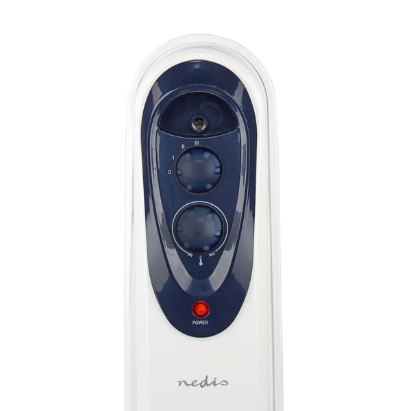 Nedis HTOI30WT11 Mobil olieradiator 1000 / 1500 / 2500 W 11 finner justerbar termostat 3 varmeindstillinger vælteforebyggende hvid