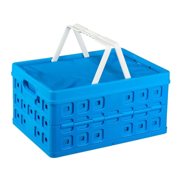 Sunware firkantet foldbar kasse + køletaske 32L 49x36x24,5 cm blå