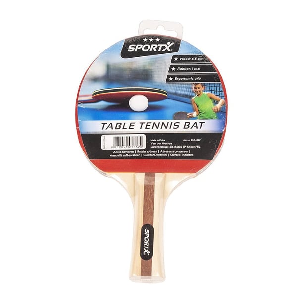 SportX Bordtennisbat Gummi/Træ