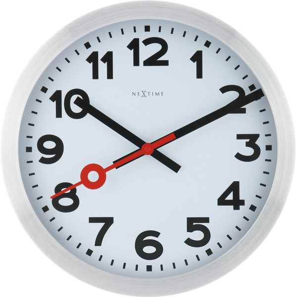 NeXtime NE-3999AR seinäkello, halkaisija 35 cm, harjattu alumiini, 'Station'