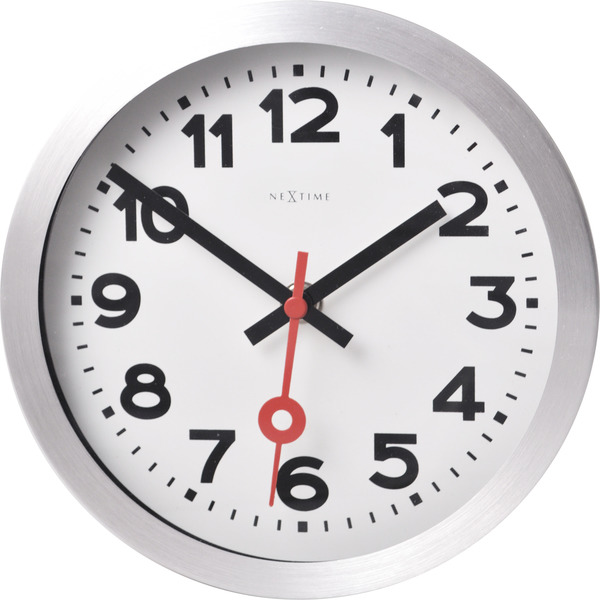 NeXtime NE-3998AR seinäkello, halkaisija 19 cm, harjattu alumiini, 'Station'