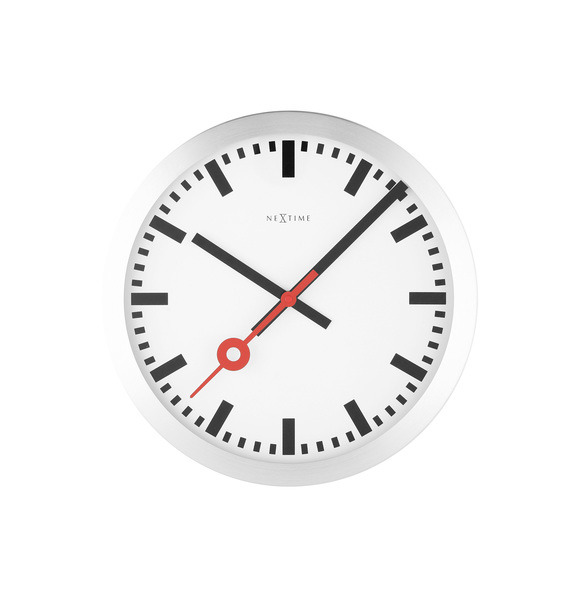 NeXtime NE-3998ST seinäkello, halkaisija 19 cm, harjattu alumiini, 'Station'