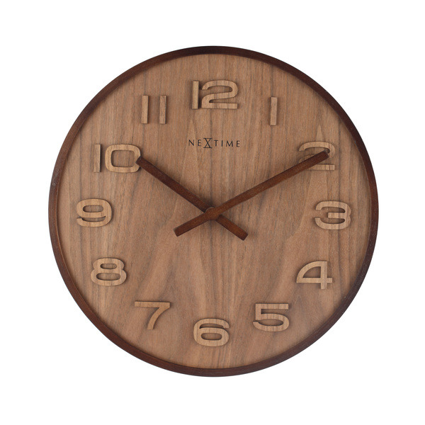 NeXtime NE-3096BR vægur diameter 35 cm, træ, brun, 'Wood Wood Medium'