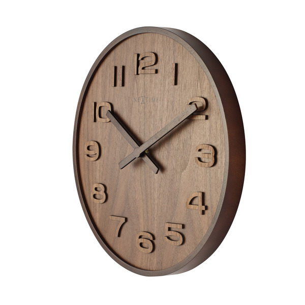 NeXtime NE-3096BR vægur diameter 35 cm, træ, brun, 'Wood Wood Medium'