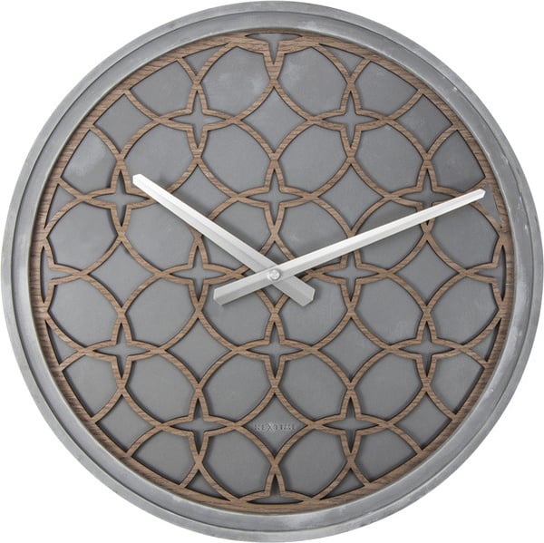 NeXtime NE-3212BR seinäkello, halkaisija 39,5 cm, polyresiini/puu, harmaa