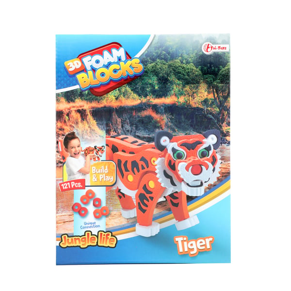 Toi-toys 3D-puslespil Tiger Junior 31,5 cm skum orange 121-delt