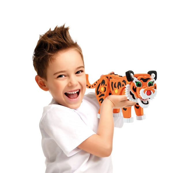 Toi-toys 3D-puslespil Tiger Junior 31,5 cm skum orange 121-delt