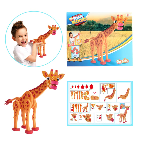 Toi-Toys 3D-puslespil Giraf Junior 31,5 cm skum orange 104-delt