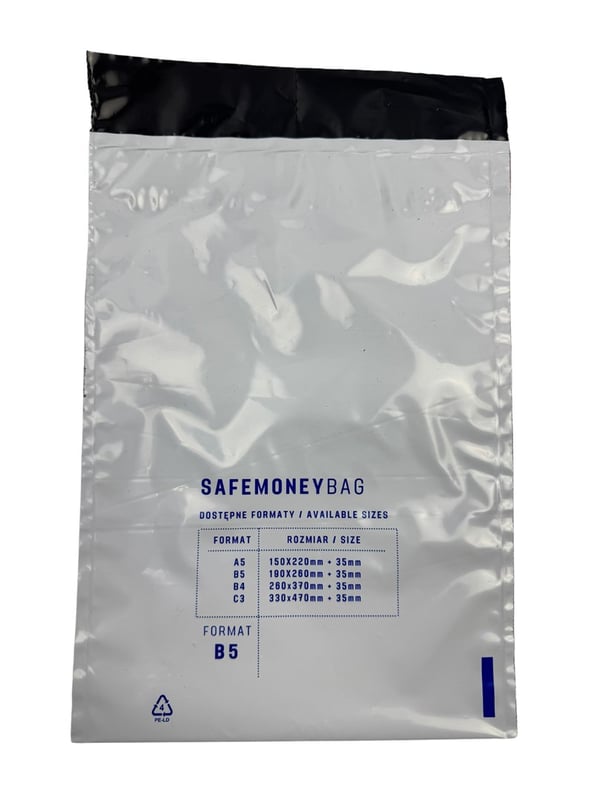 Sikkerhedskuverter BESTPAK SAFEMONEYBAG pantkuverter 190x260+35 mm B5 100 stk. Banner