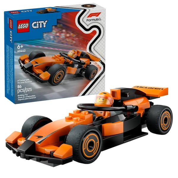 LEGO CITY 60442 F1-förare med McLaren-racerbil