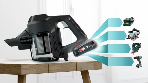Bosch Serie 6 BBS611BSC varsi-imuri/sähköharja 2-in-1 varsi-imuri Akku Kuiva Pölypussiton Musta 2.5 Ah