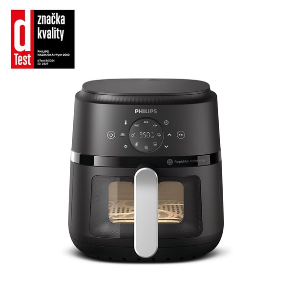 Philips 2000-serien NA221/00 fritös Enkel 4,2 L Fristående 1500 W Varmluftsfritös Svart, Silver