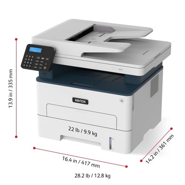 Xerox B225 A4 34 sid/min Trådlös Duplex Kopiering/Utskrift/Skanning PS3 PCL5e/6 ADM 2 fack Totalt 251 ark