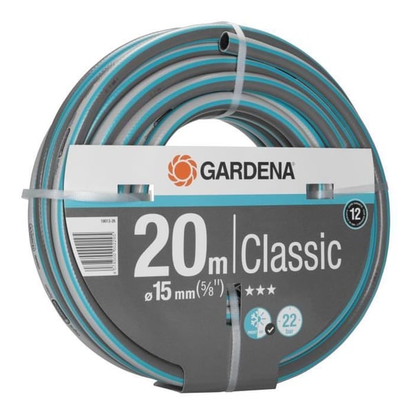 GARDENA Classic vandingsslange - Længde 20m - Ø15mm - Højtryksmodstand 22 bar - 12 års garanti
