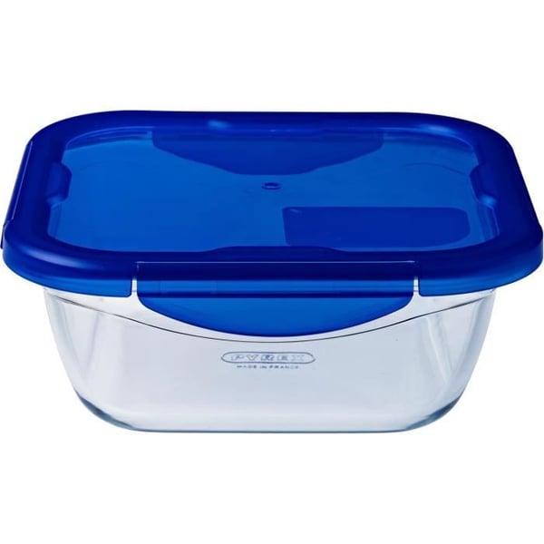 Firkantet æske med låg - PYREX - 1451030 - 16 cm - 800 ml - Cook & Go - Borosilikatglasbund