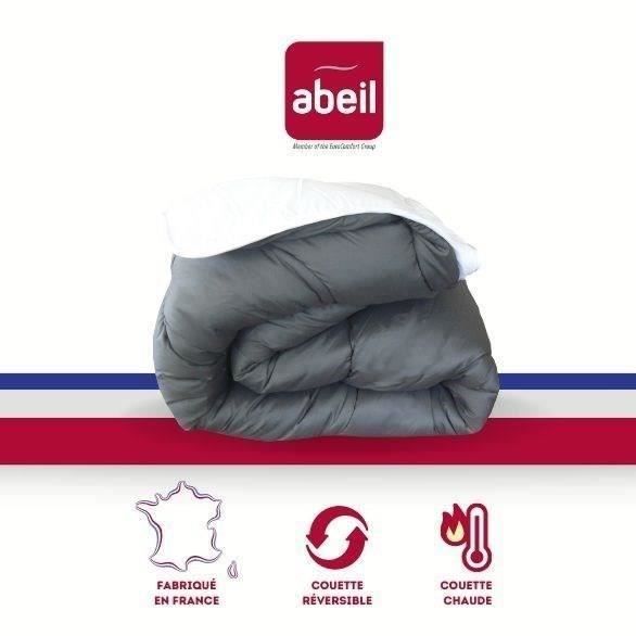 ABEIL Tofarvet varm dyne - 240 x 260 cm - Hvid og grå