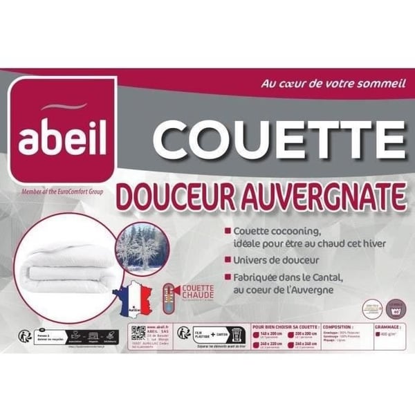 Lämmin peitto 400gr/m² Douceur Auvergnate - 140 x 200 cm - 1 henkilö - ABEIL