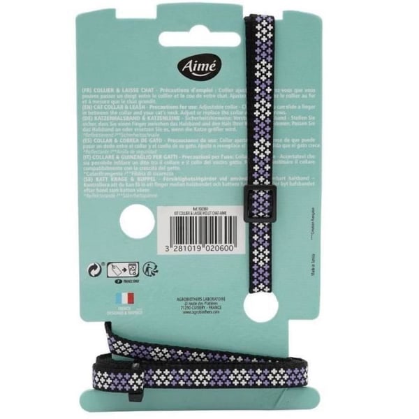 Halsband och koppelkit - AIMÉ - Reflekterande lila för katter