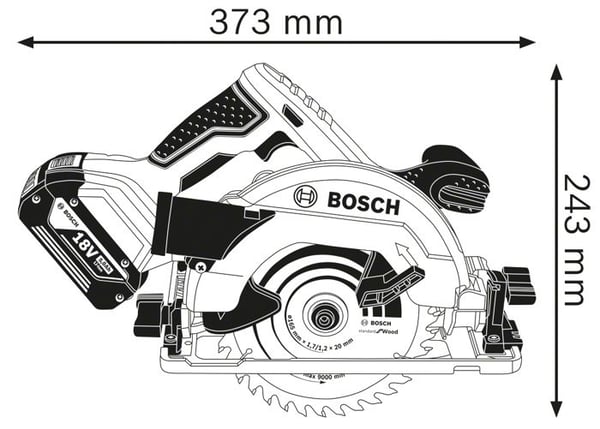 Bosch Professional GKS 18V-57 G pyörösaha + 2 x 4.0Ah akkua + GAL 18V-40 laturi + L-BOXX - 06016A2106
