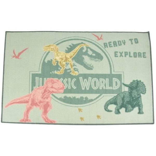 Dinosaurtæppe - SJOVT HUS - Jurassic World - 120x80 cm - Flerfarvet - Vaskbar overflade Dinosaurtæppe - SJOVT HUS - Jurassic World - 120x80 cm - Flerfarvet - Vaskbar overflade