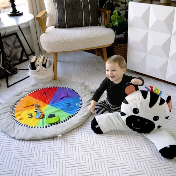BABY EINSTEIN Ocean Explorers lekmatta - Zen zebran. Trälekbåge och multisensoriska leksaker