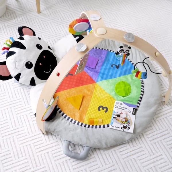 BABY EINSTEIN Ocean Explorers lekmatta - Zen zebran. Trälekbåge och multisensoriska leksaker