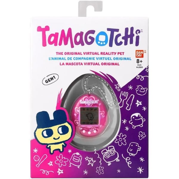 BANDAI - Tamagotchi - Alkuperäinen Tamagotchi - Paljon rakkautta - virtuaalinen elektroninen lemmikki värinäytöllä. 3 nappia ja pelejä -