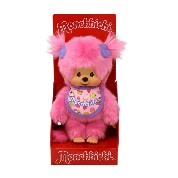 Monchhichi Frozen Fruit Plys 20 cm - BANDAI - Lyserød Pels - Gourmet Hagesmæk - Børnegave
