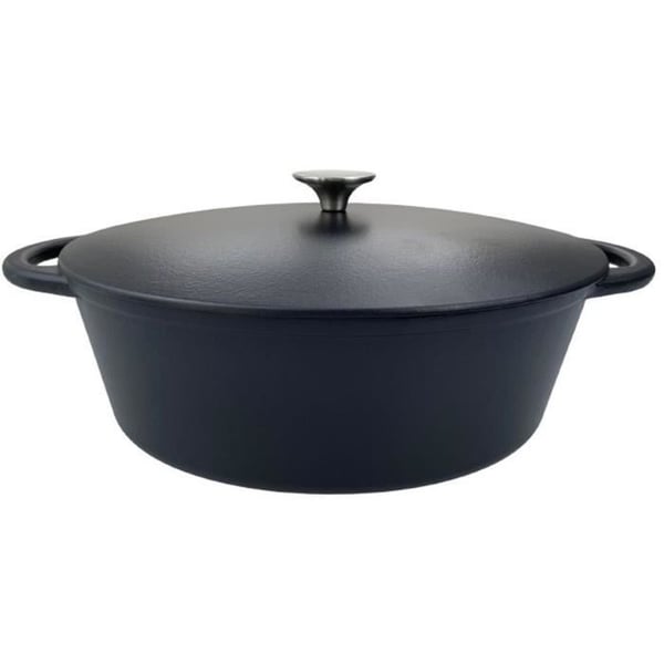 Støbejernsgryde - BAUMALU - 336408 - Oval 33 cm - Mat sort