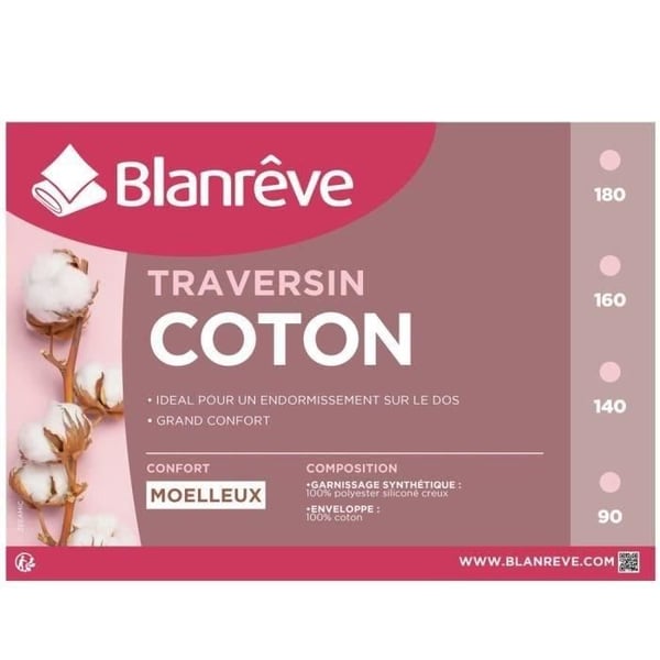 BLANREVE Bomullsbolster - 180 cm - Vit BLANREVE Bomullsbolster - 180 cm - Vit