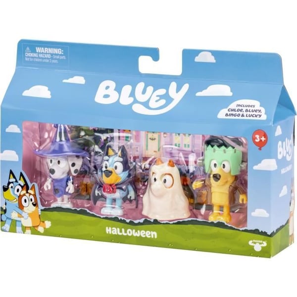 Figuurisetti - BLUEY - Pukujen kokoelma - 4 nivellettyä figuuria - Mukana lisävarusteet