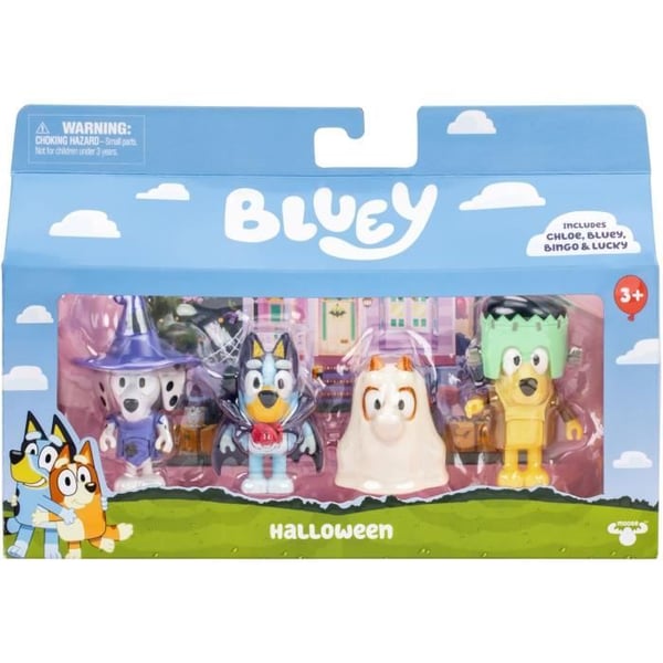 Figuurisetti - BLUEY - Pukujen kokoelma - 4 nivellettyä figuuria - Mukana lisävarusteet