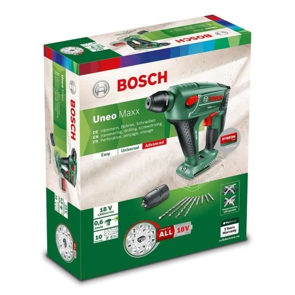 Bosch akkuporakone - Uneo Maxx - SDS - 0,6 J - 10 mm - 18 V