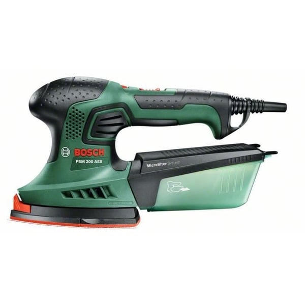 Bosch-monitoimihiomakone - PSM 200 AES (toimitetaan 2 hiomapaperin, hiomatyynyn ja kotelon kanssa)