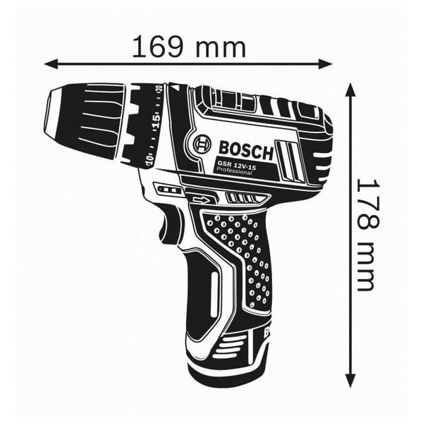 Bosch GSR 12V-15 + L-Boxx (Version kun med værktøj)