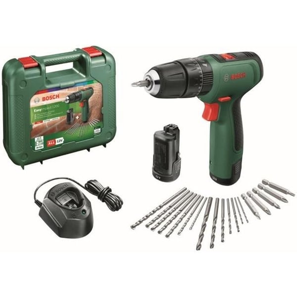 Bosch EasyImpact 1200 slagborrmaskin (2 x 12V batterier. 1 laddare. 1 dubbelsidig skruvmejselbits) - PowerForAll