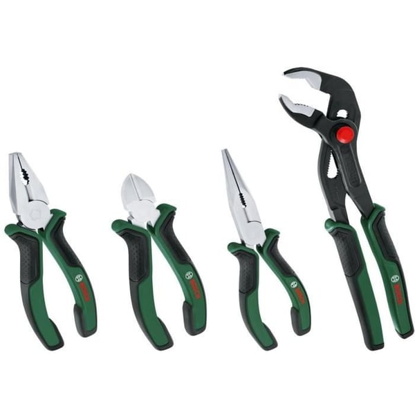 Bosch - Sæt med 4 tænger (præcise og holdbare sidebidetænger. universal. lang næse og multigreb)