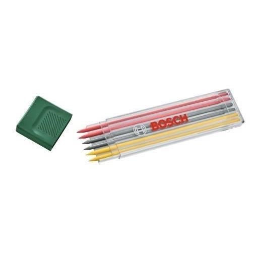 Bosch Sæt med 6 flerfarvede grafitstifter (2 røde, 2 gule, 2 HB 2,8 mm grafitstifter)