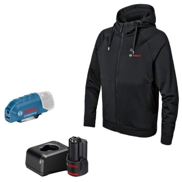 Bosch Professional GHH 12+18V XA Varmejakke + GAA 12V-21 + GBA 12V 2,0Ah Batteri + GAL 12V-20 Oplader Størrelse L - 06188000GD