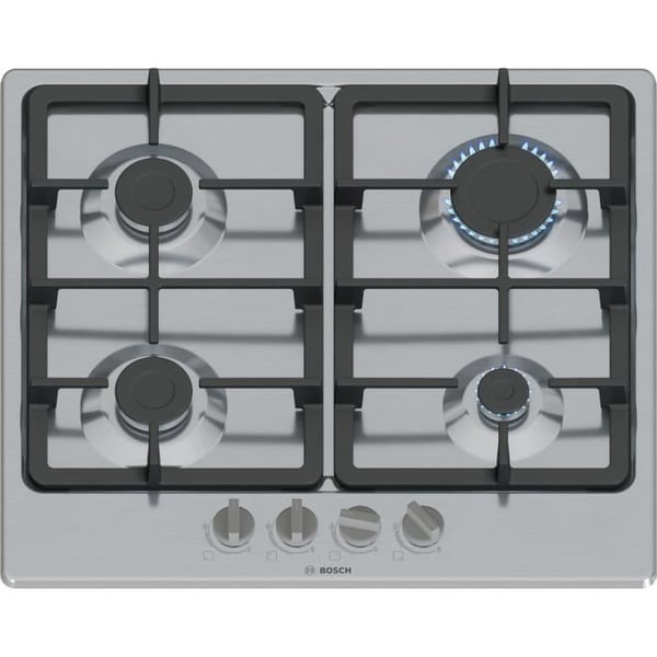 Gasspis - BOSCH Serie 4 - 4 brännare - 52 x 58,2 x 4,5 cm - PGP6B5K90 - Rostfritt stål
