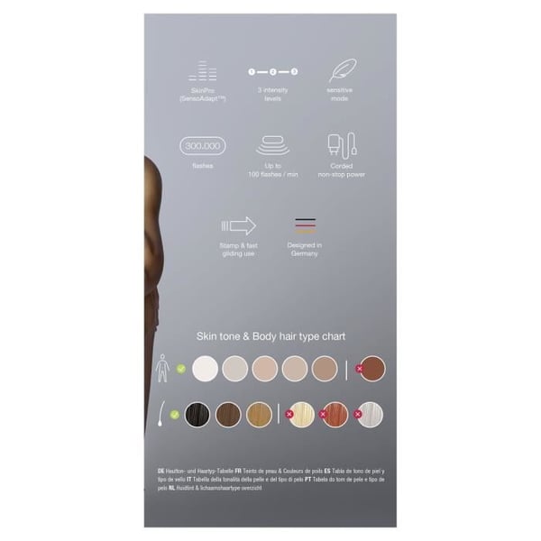 Pulserende lys-epilator - BRAUN - PL3020 - 3 intensitetsniveauer - 300.000 blink - Ansigt og krop