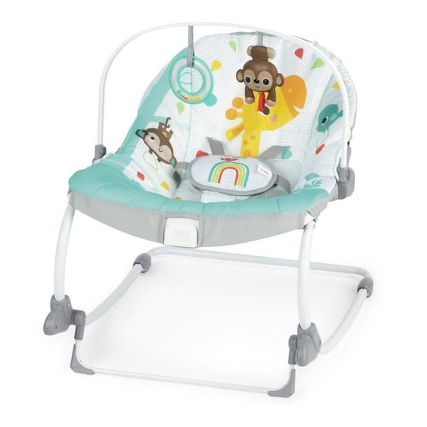 BRIGHT STARTS Rainbow Bouncer -hyppytuoli. Sininen. Rauhoittavia värähtelyjä. 2 kallistusasentoa. Jopa 30 kuukautta.