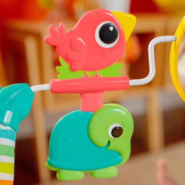 BRIGHT STARTS Babysitterdjur. Lugnande vibrationer. Aktivitetsbåge med interaktiva leksaker