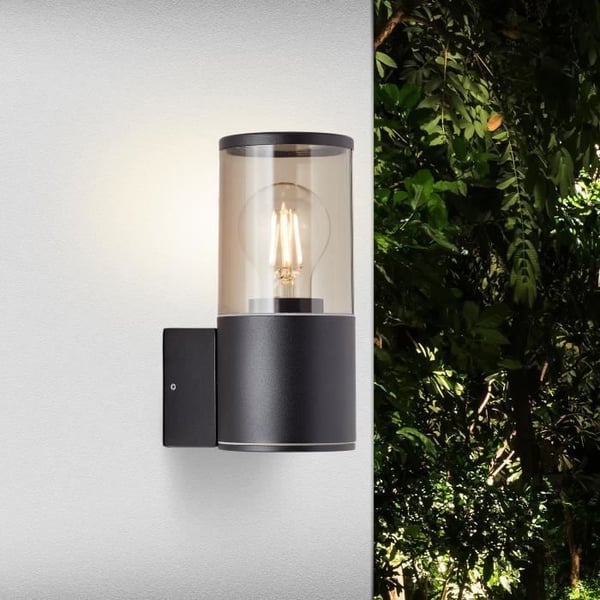 SERGIORO utomhusvägglampa - BRILLIANT - Aluminium/Plast - Frostad svart - E27 20W - IP44